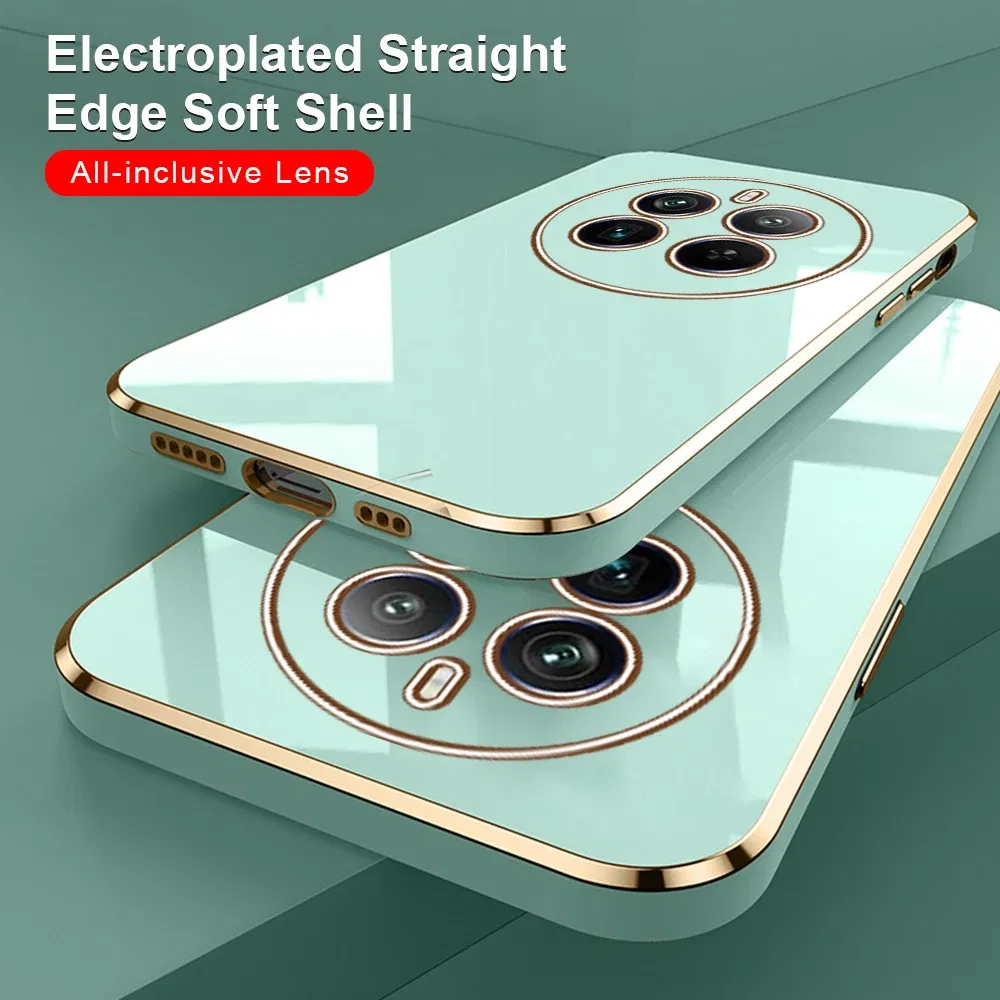 Material: Aluminum, Color: Pink - Realmi 12 Pro Plus 5G Case New Straight Edge Electroplating TPU Soft Cover For Realme 12 Pro+ 5G Protect Lens Shockproof Coque