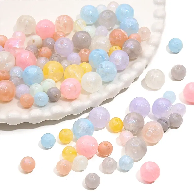 Color: black, Ships From: CN - 20/50pcs 8/12mm Acrylic Round Pearl Luster Beads for Earring Necklace Keychain DIY Jewelry Making