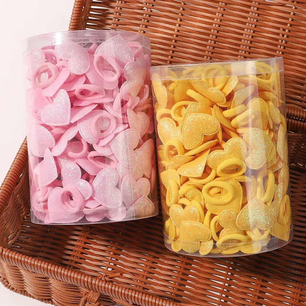 Color: GRAY - 10pcs Love Star Kids Hair Loop No Harm Hair Towel Loop Head Rope Cartoon Ponytail Holder Rubber Band Girls Hair Accessories