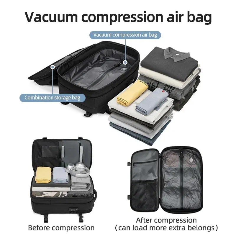 Color: green - Men Travel Backpack vacuum compression Laptop Backpack 17 inch Extended Large Capacity school Backpack Hiking Business backpack