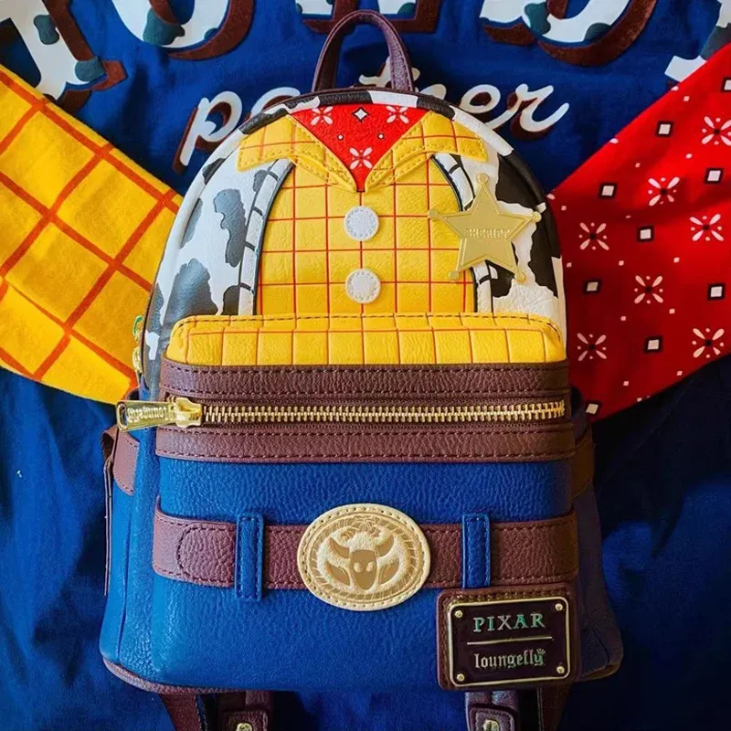 Color: Fluorescent Yellow - Disney Tinker Bell Women Double Strap Shoulder Bag Purse Cute Disney Princess Belle PU Leather Mickey Ariel Backpack