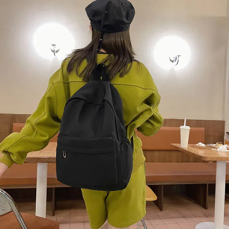 Color: SKY BLUE - Women Schoolbag Waterproof Large Capacity School Backpack Smooth Zipper Solid Teens Girl Casual Daypack Bag Student Supply NEW