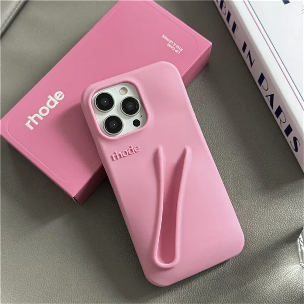 Color: PURPLE, Compatible-Phone Models: For iPhone 16 Pro Max - New Rhode Lipstick Soft Silicone Phone Case for iPhone 16 15 14 13 12 11 Pro Max Plus Portable Lip Gloss Holder Cover with Box