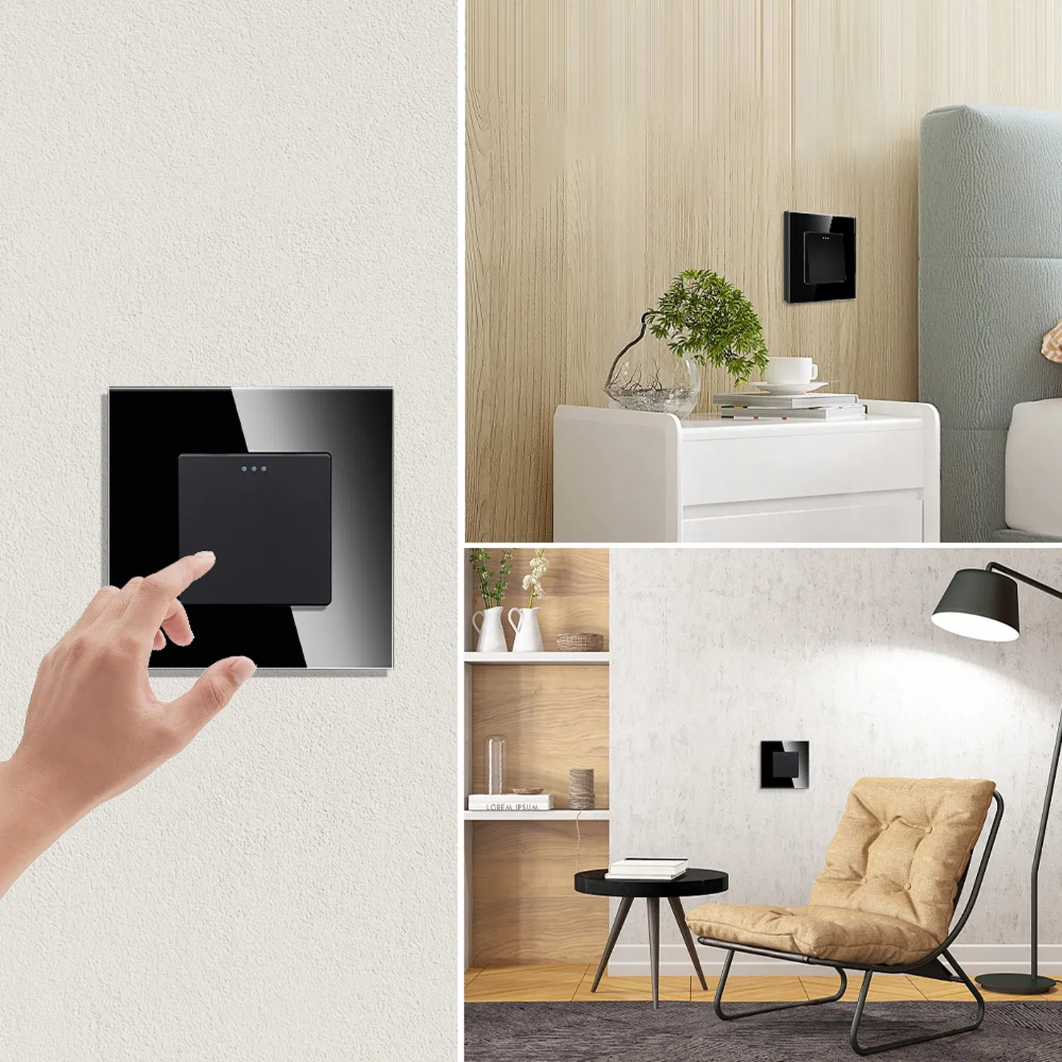 Color: Blue, Size: 3XL, Ships From: CHINA - Bingoelec Push Button Switch 1/2/3 Gang 1 Way 2 Way 3 Way EU Standard Home light Switch Crystal Glass Panel Wall switch
