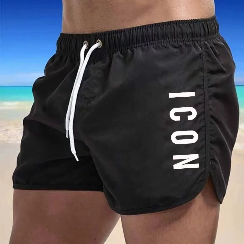Color: Sky blue, Size: M - ICON Summer men's luxury beach pants clothing quick dry gym jogging sexy shorts vacation casual swimming trunks