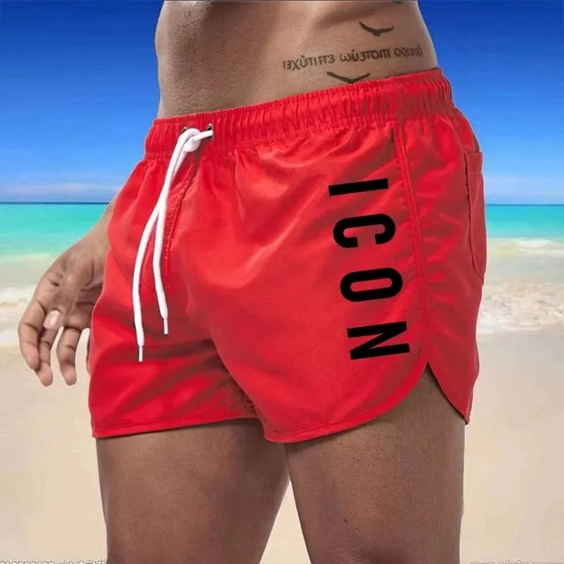 Color: Sky blue, Size: M - ICON Summer men's luxury beach pants clothing quick dry gym jogging sexy shorts vacation casual swimming trunks