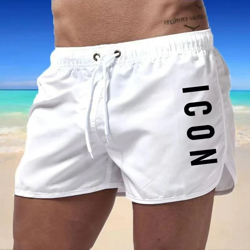 Color: Sky blue, Size: M - ICON Summer men's luxury beach pants clothing quick dry gym jogging sexy shorts vacation casual swimming trunks
