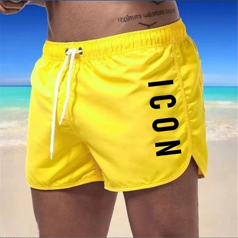 Color: Sky blue, Size: M - ICON Summer men's luxury beach pants clothing quick dry gym jogging sexy shorts vacation casual swimming trunks