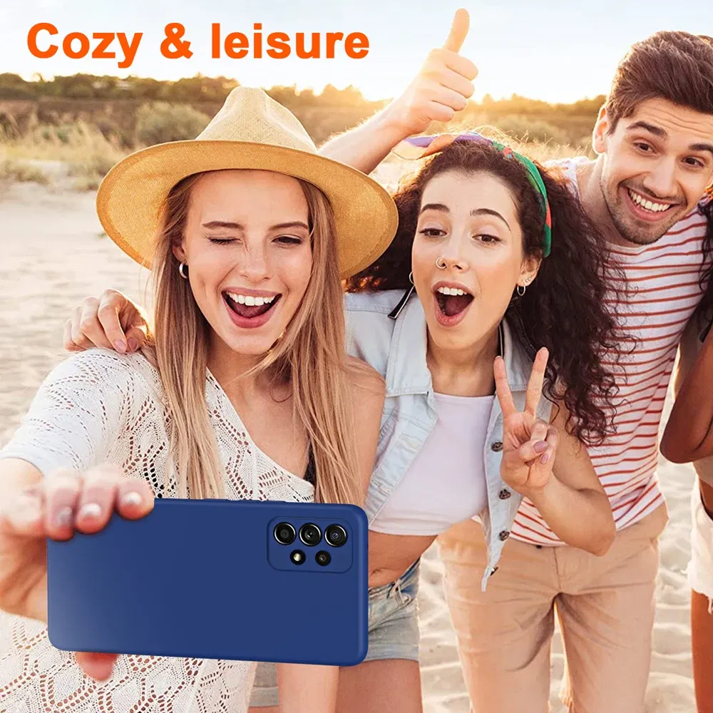 Color: Dark Blue, Material: PU - Solid Silicone Protect Case For Samsung Galaxy A13 A23 A33 A53 A73 A12 A22 A32 A52 A52S A72 A04 A04S A14 A24 4G A34 A54 Cover