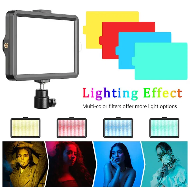 Color: WHITE - 6/8 Inch Video Led Light Photography Selfie Dimmable Video Fill Light for Photo Studio Live Stream Fill Lamp No Tripod Stand