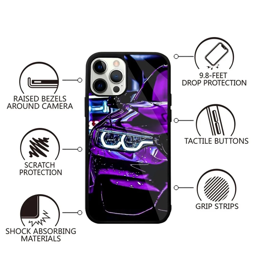 Color: Clear, Material: Aluminum - Blue Red Car for B-BMW Phone Case Strong Magnetic For IPhone 15,14,13,Pro,Max,Plus,11,12,Mini For Magsafe Wireless Charging