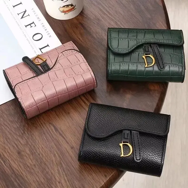 Color: black - Women Luxury Card Holder Short Walet MiniPU Letter Wallet Multi Card Card Holder SmalMulti Functiona Clutch Bag