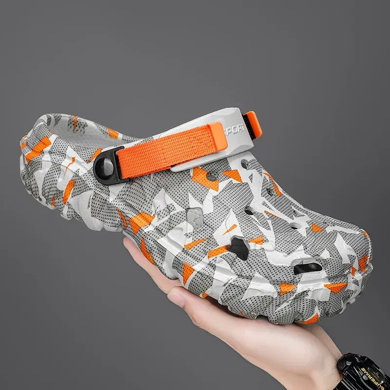 Color: Red, Shoe Size: 41 - Fashion Garden Shoes Men's Clogs Slippers Sandal Flat Camouflage Sandals Male Sneakers Outdoor Flip Flops Home Clogs