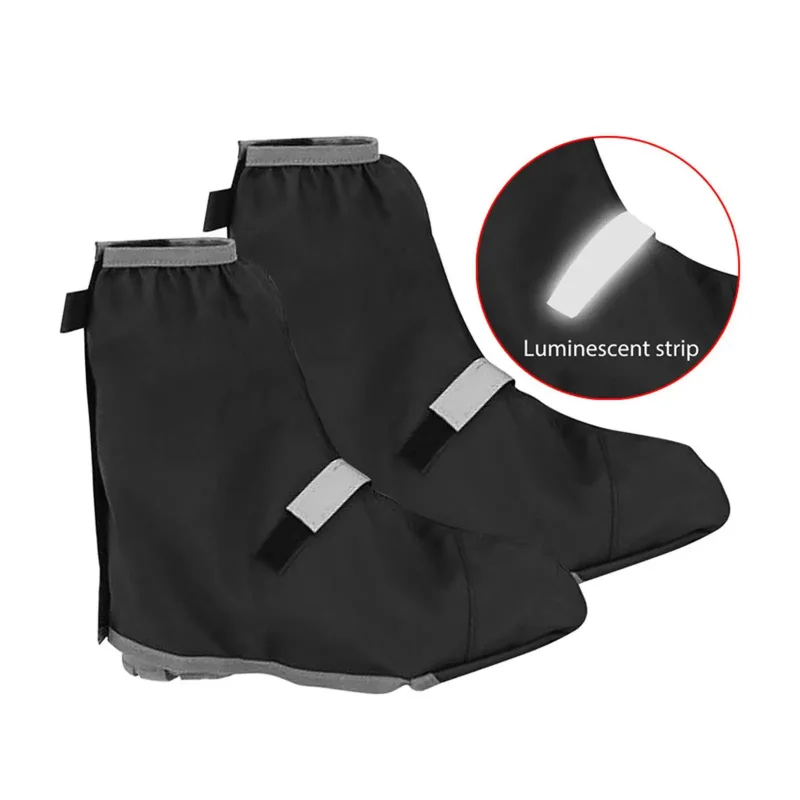 Color: Silver - Rainy Snowy Day Reusable Shoe Cover Hiking Fishing Motorcycle Cycling Rainproof Oxford Waterproof Boot Shoes Overshoes Protector