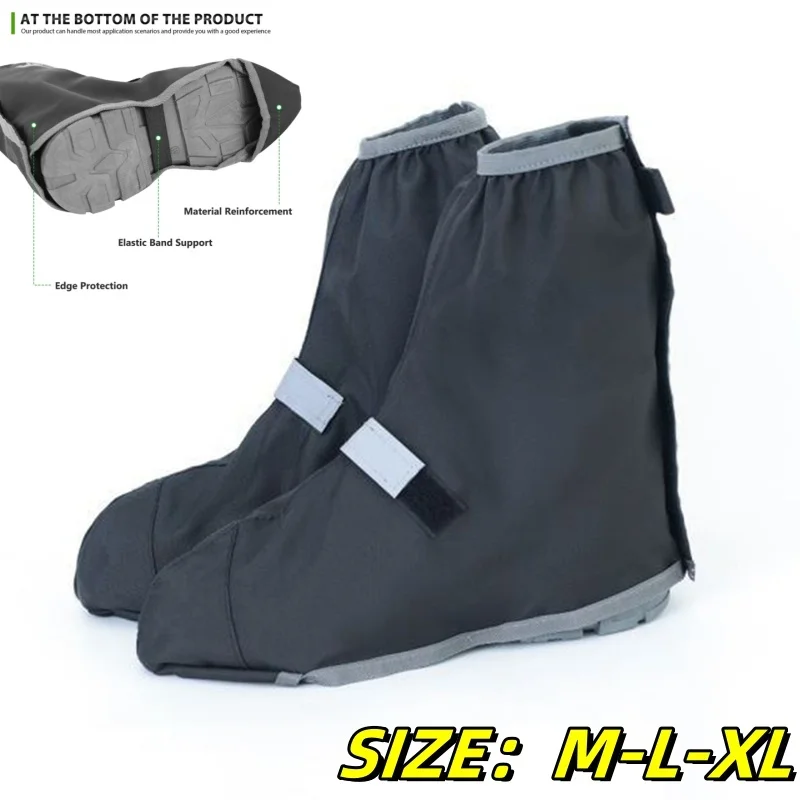 Color: Silver - Rainy Snowy Day Reusable Shoe Cover Hiking Fishing Motorcycle Cycling Rainproof Oxford Waterproof Boot Shoes Overshoes Protector