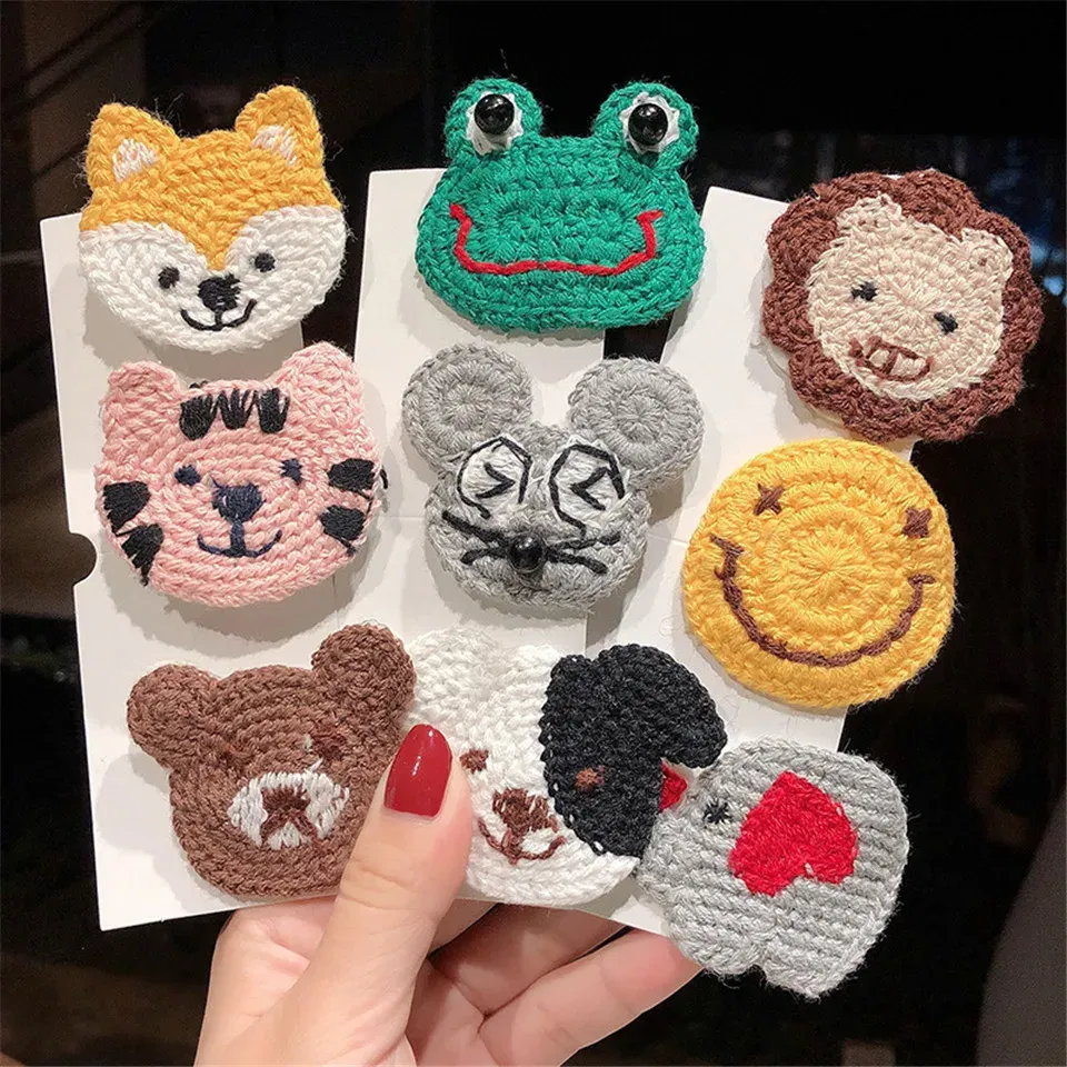 Color: Red - Cartoon Handmade Woolen Animal Hairpin Hair Accessories For Girls Hair Clips Children Glitter Felt Fabric Hairclip Cat Barrettes