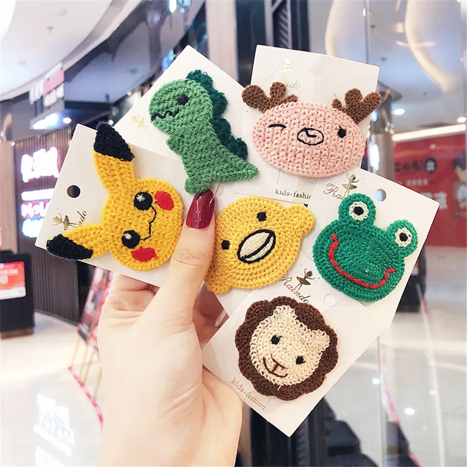 Color: Red - Cartoon Handmade Woolen Animal Hairpin Hair Accessories For Girls Hair Clips Children Glitter Felt Fabric Hairclip Cat Barrettes
