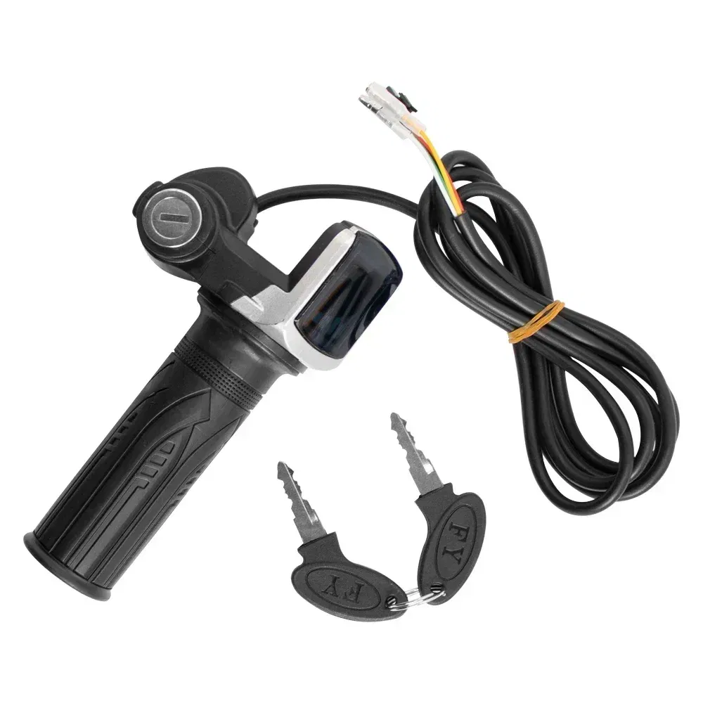 Color: light yellow - Throttle Grip E-bike Handlebar with Lock Ebike 36V 48V 60V Electric Bicycle Scooter Accelerator Power Indicator Key LED Display