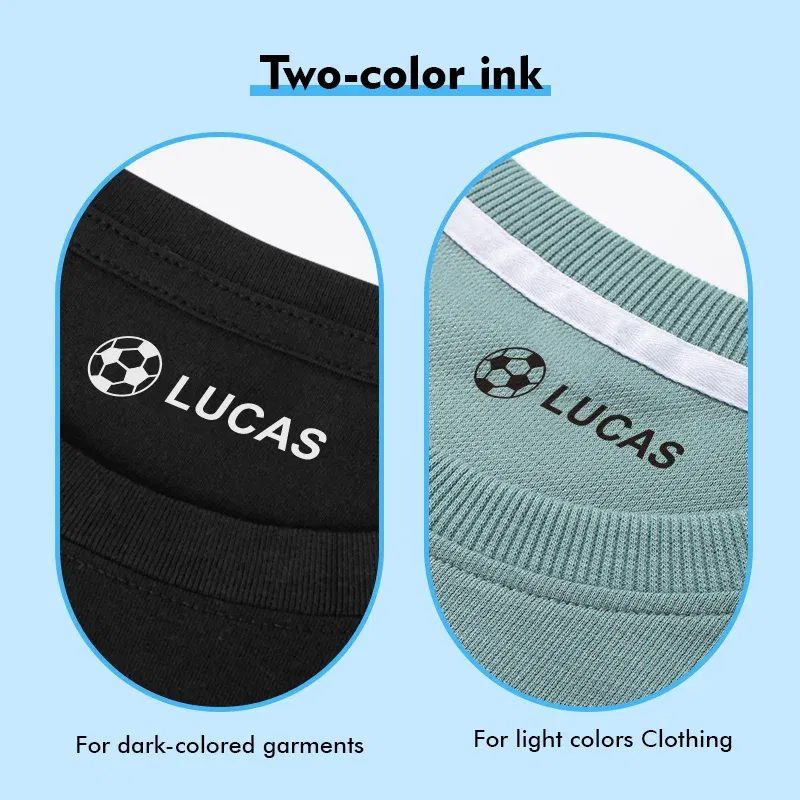 Color: Brown - Children's Name Seal Custom Double -layer black and white ink Student's Stamp Kindergarten Clothes Waterproof Name StickerStamp