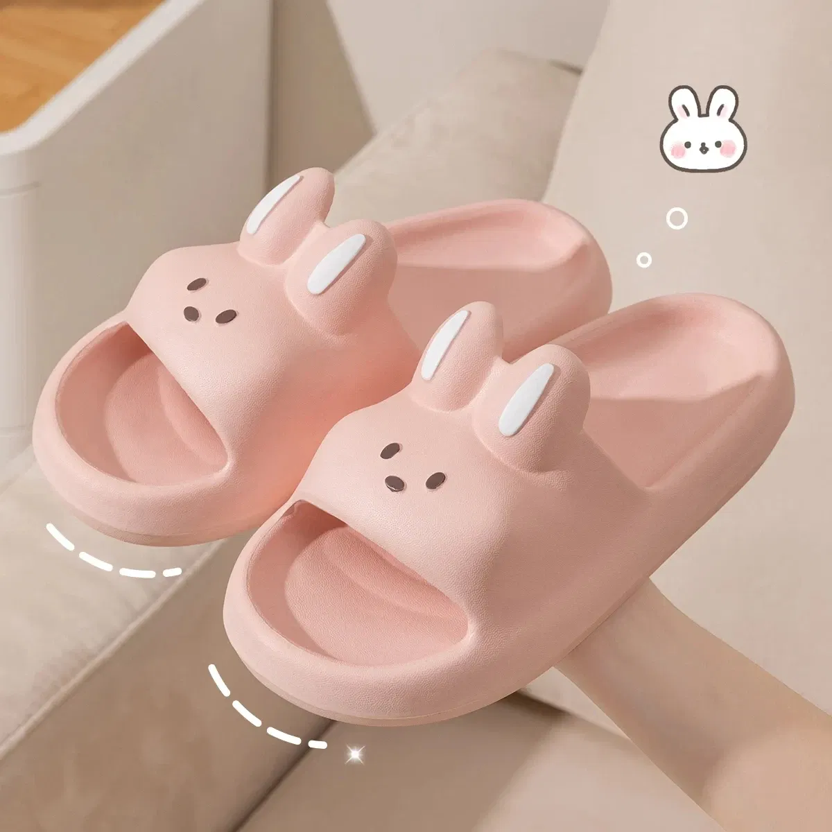 Color: black, Shoe Size: 38 - Pillow Rabbit Slippers for Women and Men | House Slides Shower Sandals | Extremely Comfy | Cushioned Thick Sole