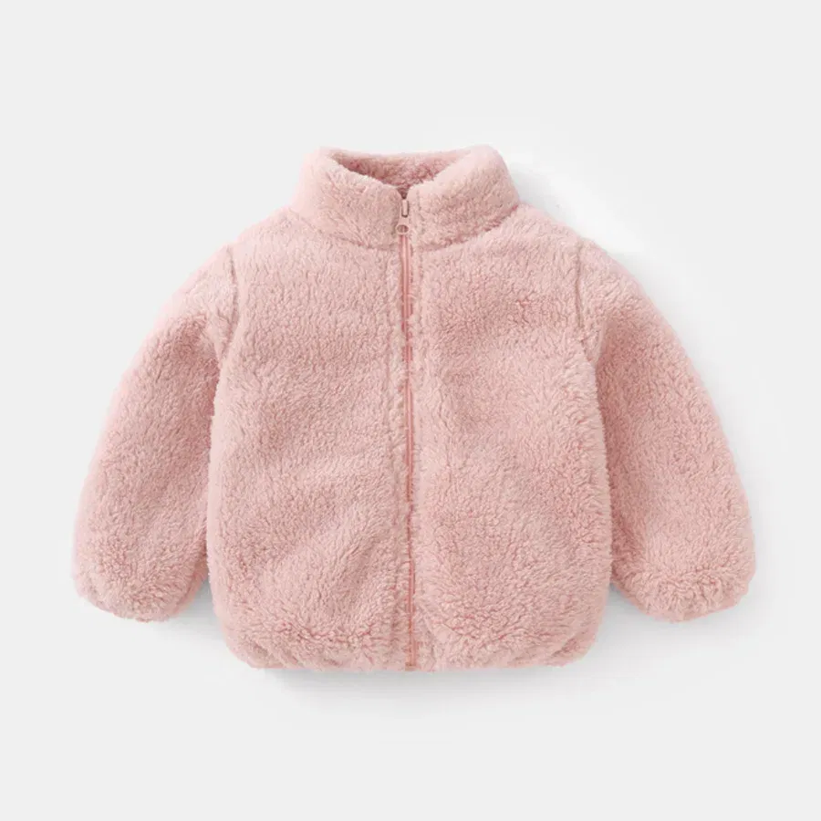 Color: black, Kid Size: 9M - Child Autumn Winter Costume Solid Color Outerwear Casual Loose Long Sleeve Tops Plush Jacket Boys Girls Fashion Simple Coats