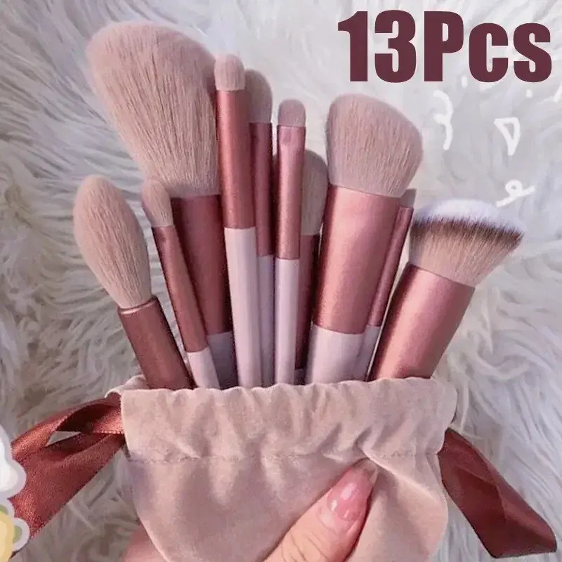 Color: Yellow, Ships From: CHINA - 13 PCS Makeup Brushes Set Eye Shadow Foundation Women Cosmetic Brush Eyeshadow Blush Beauty Soft Make Up Tools Bag