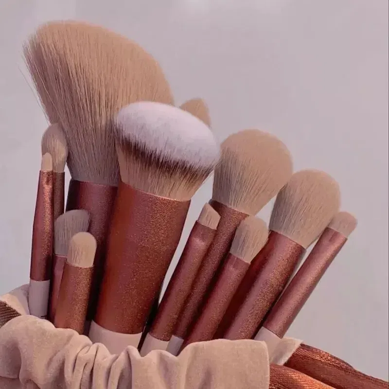Color: Yellow, Ships From: CHINA - 13 PCS Makeup Brushes Set Eye Shadow Foundation Women Cosmetic Brush Eyeshadow Blush Beauty Soft Make Up Tools Bag