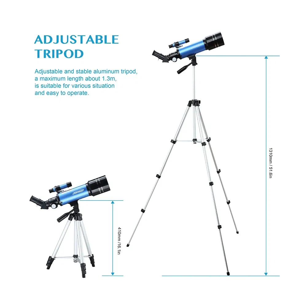 Color: Blue, Ships From: Australia - 70400 Telescope With Adjustable Tripod Phone Adapter Erect-Image Moon Watching Terrestrial Space Monocular For Beginner Kids