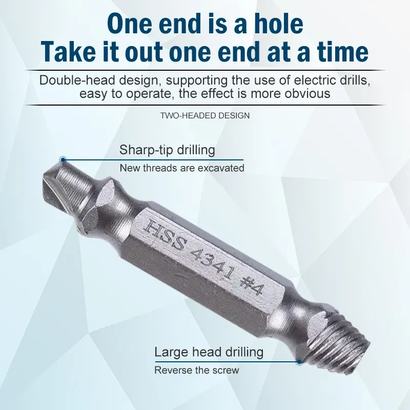 Color: WHITE - Broken Double Head Screw Extractor Sliding Thread And Broken Wire Remover 4341 Hexagon Drill Set Broken Wire Extractor