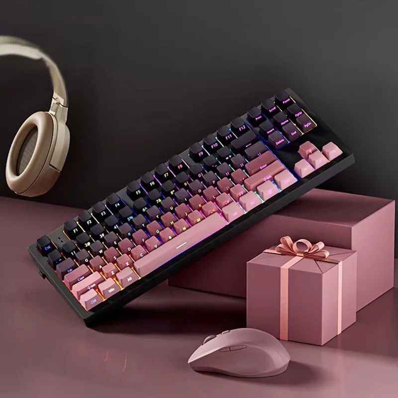 Color: Beige - Gradient Keycaps Side Printed Shine Through PBT Double Shot OEM Profile for MX Switches Gaming Keyboard 130+key caps