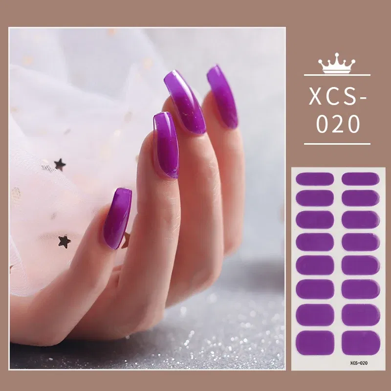 Color: dusty wine - 1pc Nail Art Sticker Laser Shiny Sequins Polish Wraps Double Ended Adhesive Strips Fashion Stickers Manicure Decor