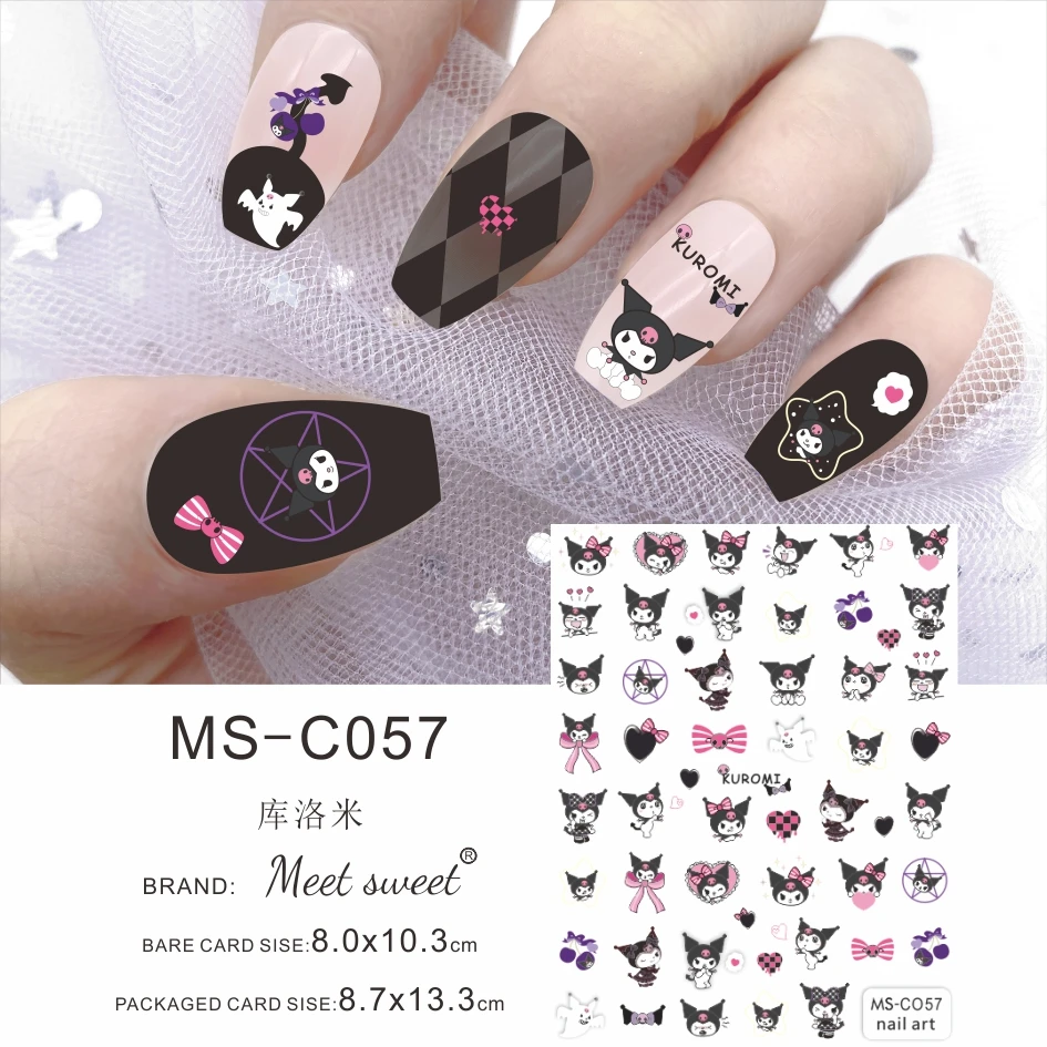 Color: Antique Brass - 1PCS 3D Cute Chulomi Melody Hello Kitty Cartoon Stickers For Nails Nail Accessories Mickey Mouse Barbie Princess Nail Stickers