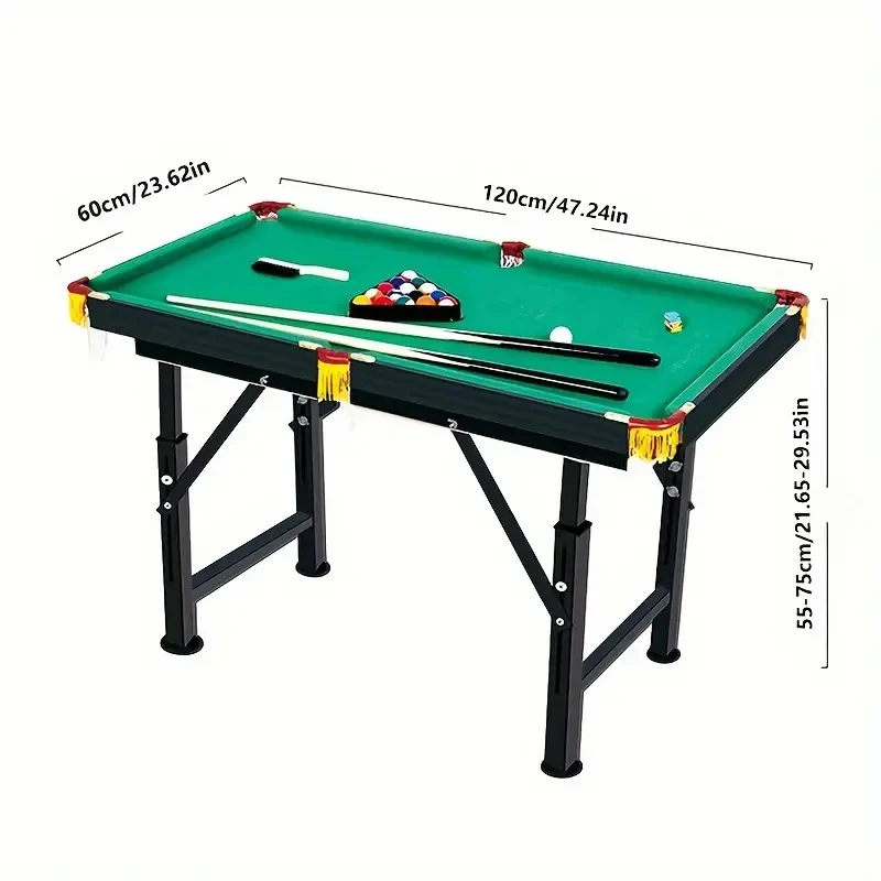 Adjustable Height Mini Pool Table Set Folding Billiards Table with Iron Frame