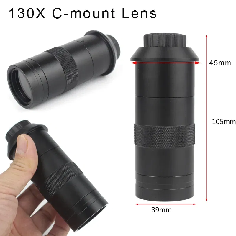 Color: Gold - SONY 48MP 4K 1080P HDMI USB Digital Video Monocular Microscope Camera 130 Zoom C-Mount Lens For Phone PCB Soldering Repair Tools