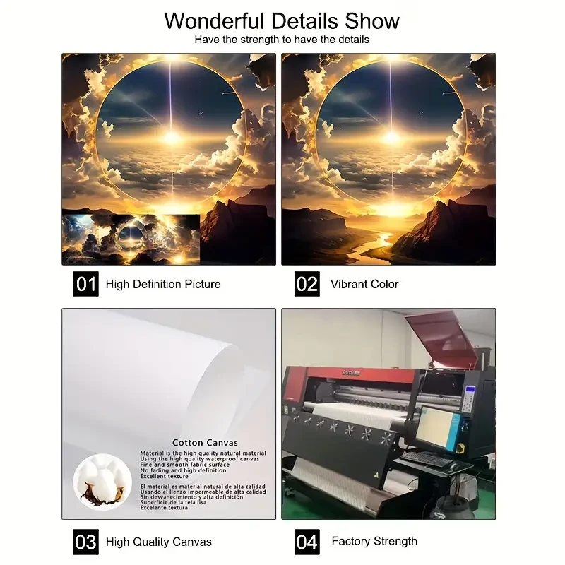 Breathtaking Sky Canvas Poster  Oil Painting of Clouds, Mountains & Rivers