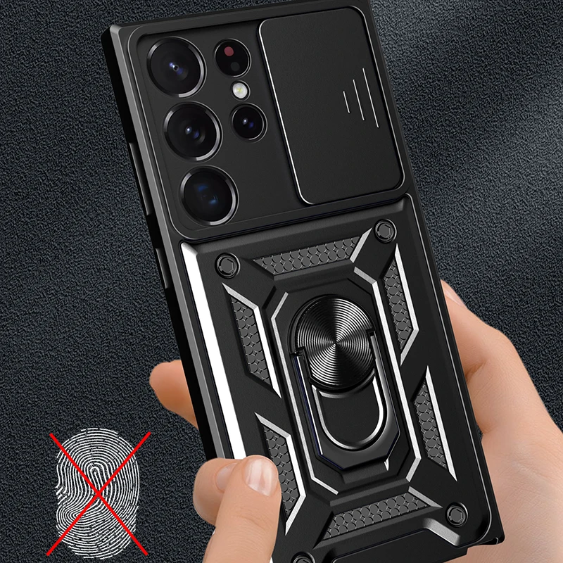 Material: PE, Color: Pink - Shockproof Armor Case For Samsung Galaxy S20 S21 S22 S23 S24 Plus Ultra FE With Car Magnetic Ring Holder Phone Cover