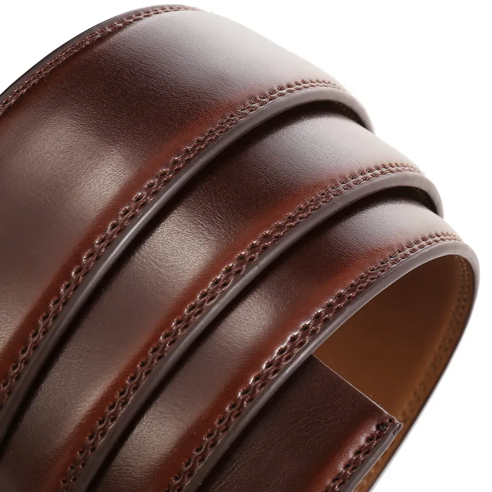 Color: WHITE, Belt Length: 100cm - 90-130cm Brand No Buckle 3.0cm Wide Genuine Leather Automatic Belt Body Strap Without Buckle Belts Men Good Quality No Holes