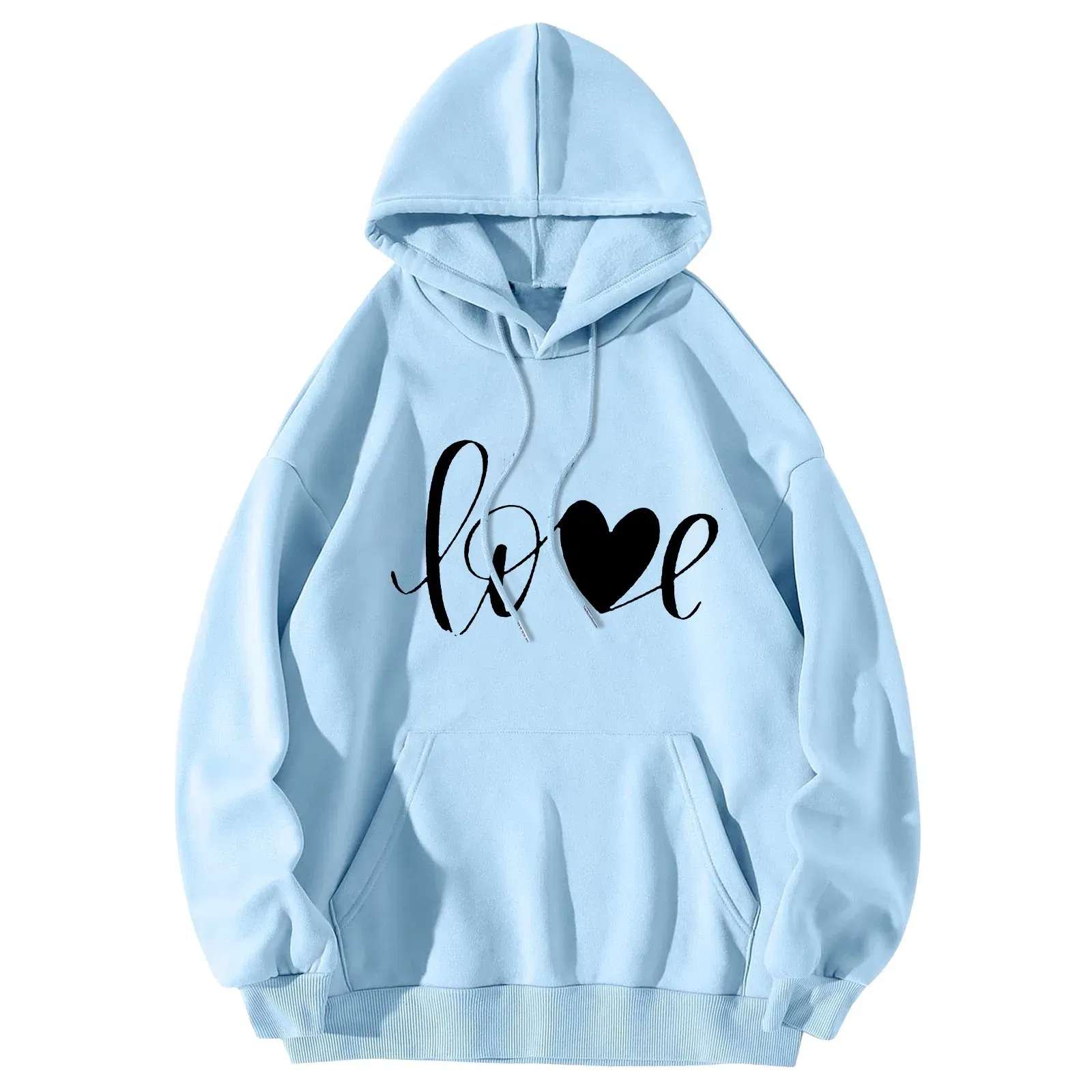 Color: Light Blue, Size: M, Ships From: spain - Men Women Print Long Sleeve Round Neck Hooded Tops Sweatshirt Hoodies Lightweight
