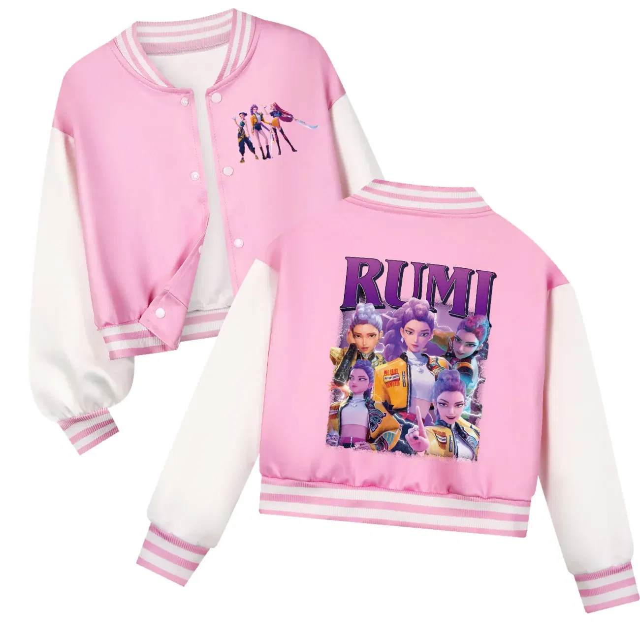 Color: Yellow, Kid Size: 7 - Kids KPop Demon Hunters Huntrix Clothes Boys Baseball Uniform Spring Autumn Girls Baby Casual Hoodies Children Costume
