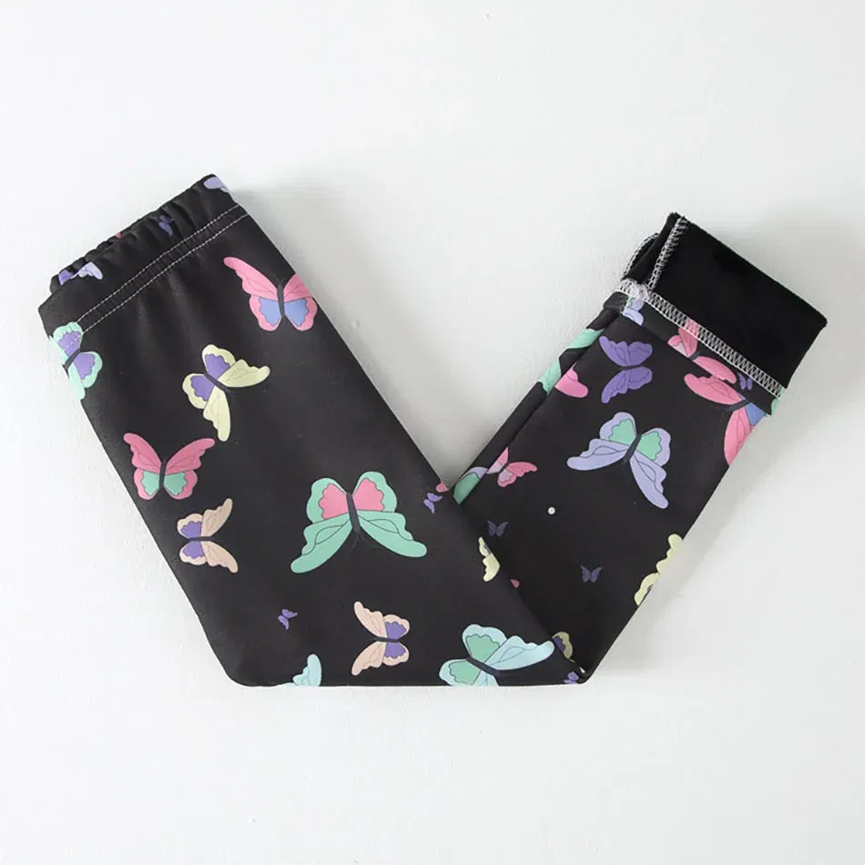 Color: Blue, Size: 90cm - Warmth and Cozy Girls Plush Lined Thickened Elastic Leggings Long Pants Suitable Kids Daily Wear in Autumn Winter Cold Weather