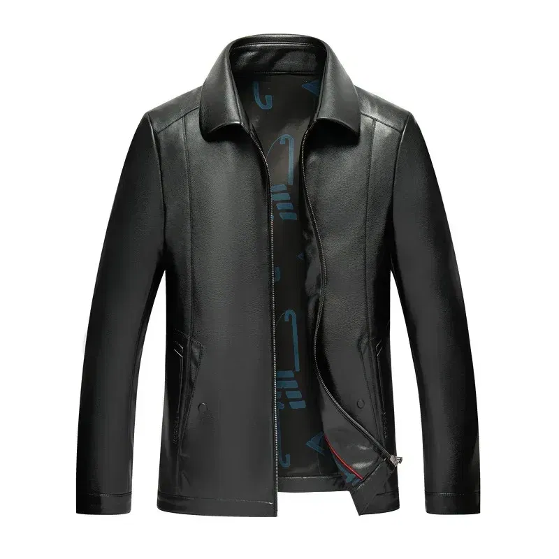 Color: Beige, Size: 4XL - QYLVAWOY Genuine Leather Jacket Men Short Black Leather Coat Male Real Sheepskin Leather Jackets Jaqueta Masculina Men's Clothes