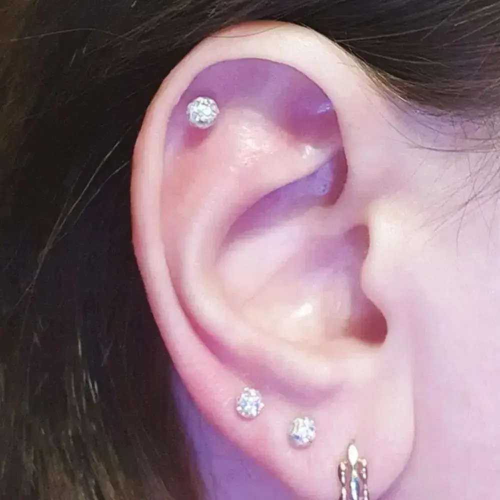 Metal color: Blue, Main Stone Color: green - 16g 1.2mm Coated Crystal Steel Ear Stud Tragus Helix Cartilage 3/4/5mm CZ Ball 6/8/10/12/14mm Bar Barbell Piercing