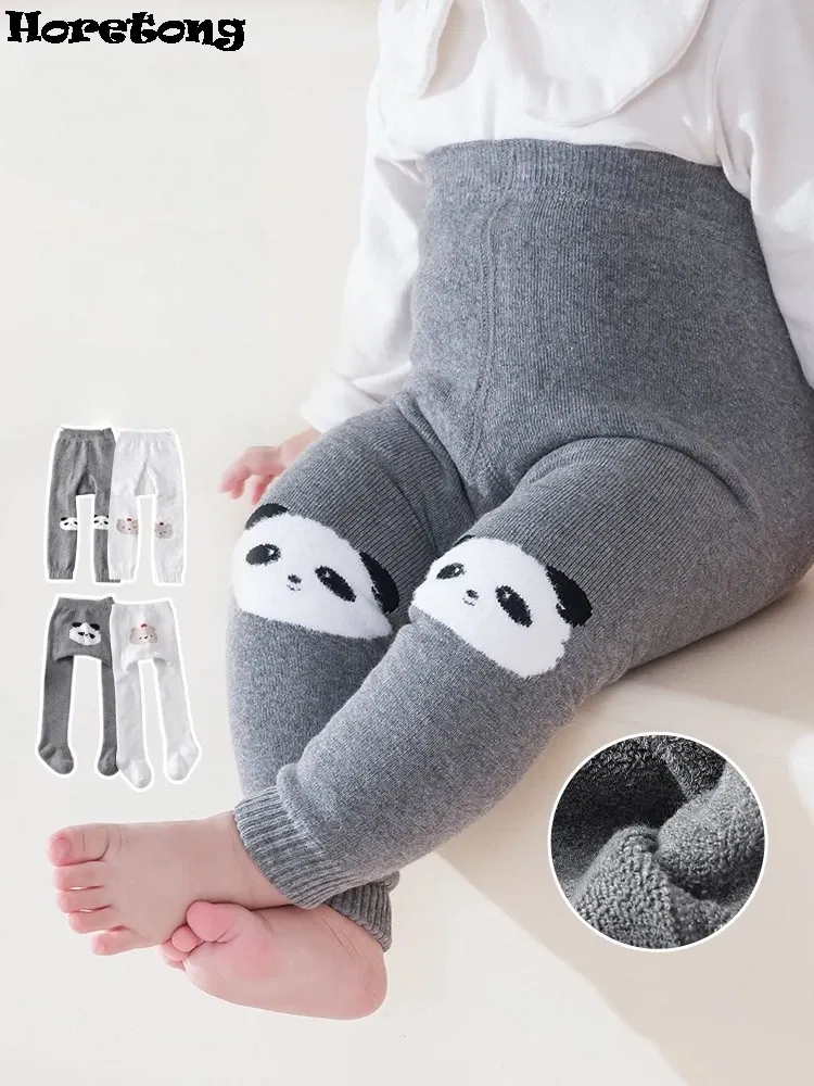 Color: SKY BLUE, Kid Size: 3M - Autumn Winter Thickened Baby Pantyhose A-class Girl Stocking Infant Toddler Knit Tights Cute Print High Waist Overall Legging