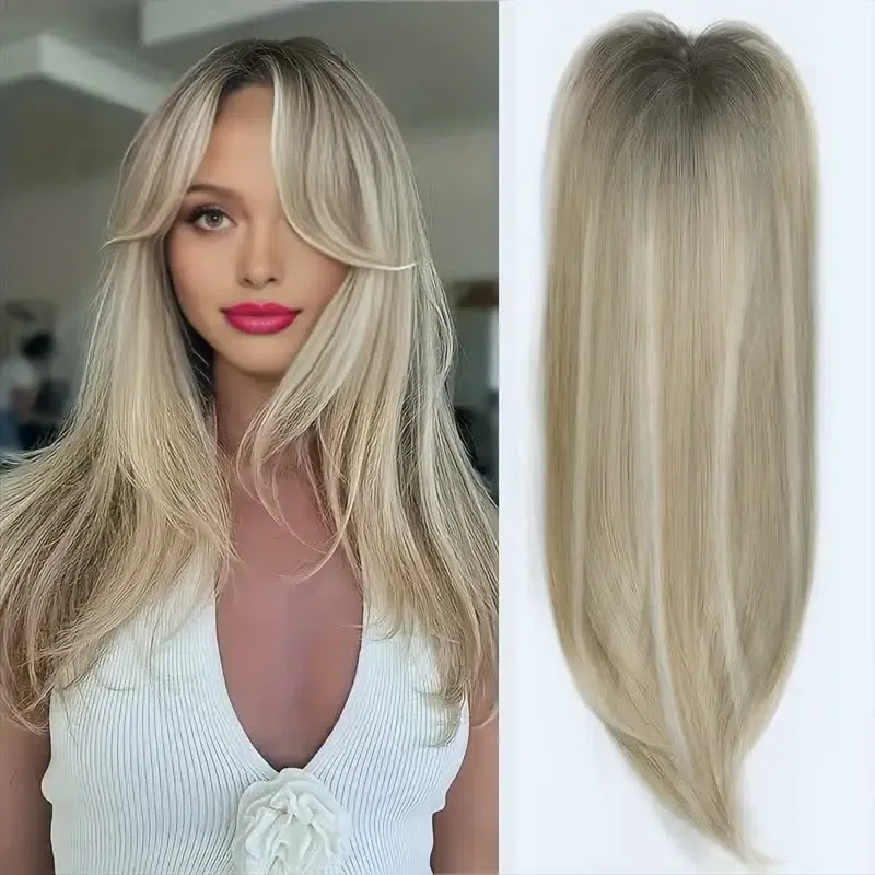Color: #4, Stretched Length: 22inches - 22 inch top wig block hairpiece wig piece with clip ladies wig heat resistant fiber suitable for beginners daily wear