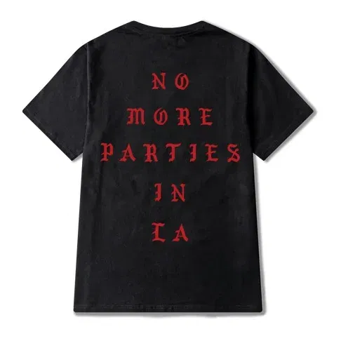 Color: black, Size: L - 2023 New Hip Hop T-shirt Kanye West I feel Like Paul 100% Cotton tshirts NO MORE PARTIES IN LA T SHIRTS Men Women Tee Tops