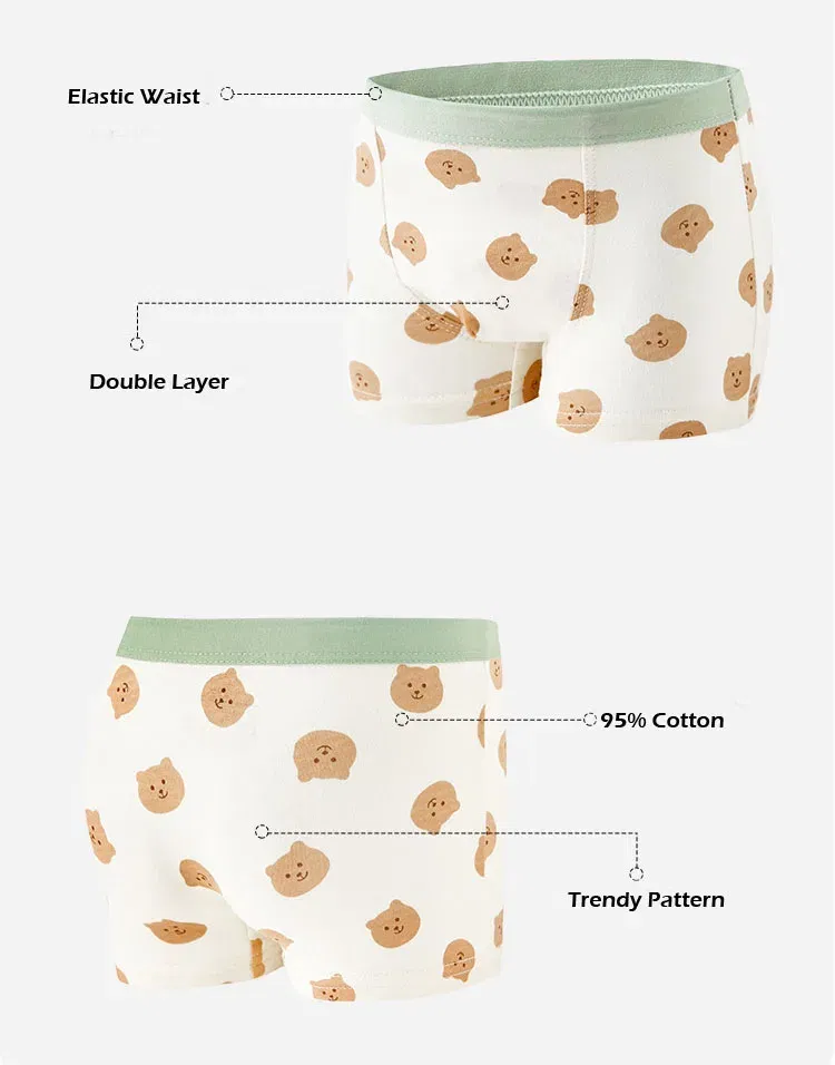 Color: Blue, Kid Size: 3T - Kids Boys Underwear Spring Newest Baby Underpants Children 4pcs Cotton Briefs Boys Boxer Shorts Baby Underwear
