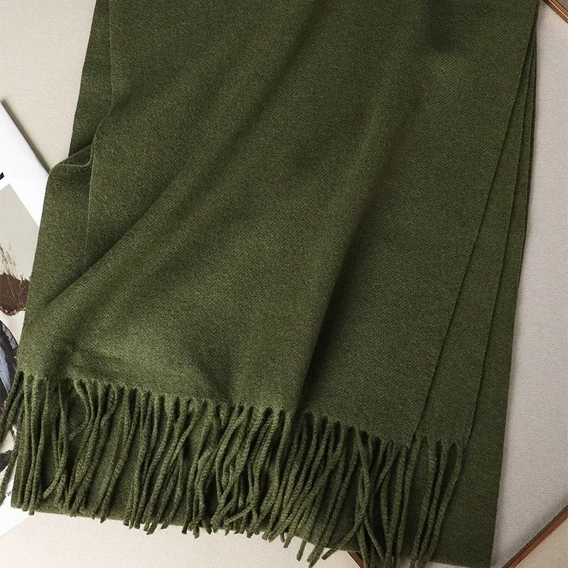 Color: Watermelon red - New 62 Color Winter Scarf For Women Long Warm Cashmere Scarves Hijab Solid Lady Shawl Wrap Female Pashmina Bandana Head Scarfs
