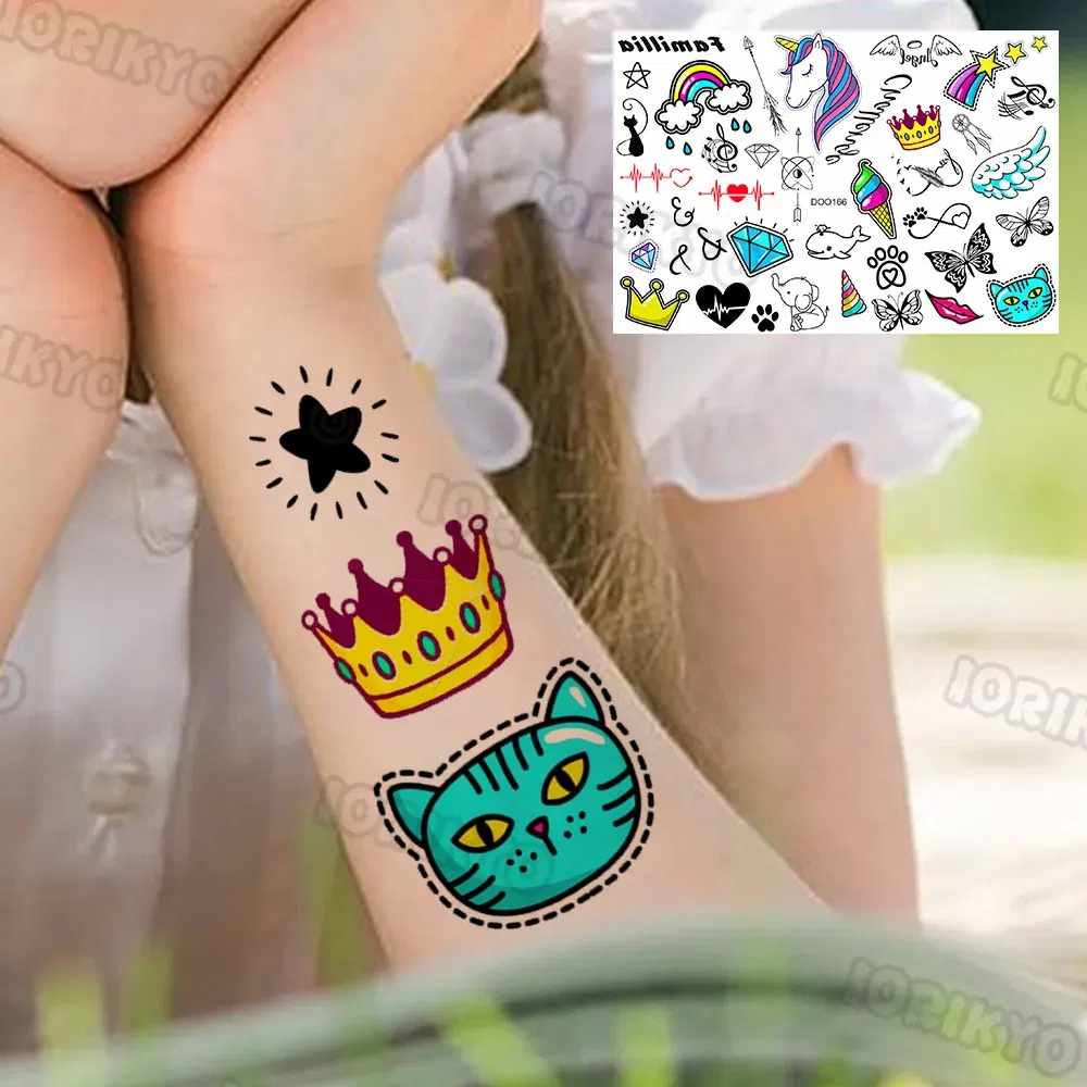 Color: wine red - Funny Whale Tree Temporary Tattoo For Child Boy Face Neck Girls Son Daughter Fake Moon Tattoos Sticker Cartoon Transfer Tatoos