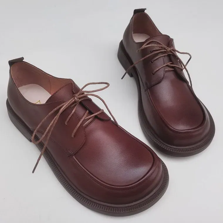 Color: black, Shoe Size: 11 - Careaymade-Genuine leather big head wide version men's English lace up leather shoes business leisure original single shoes