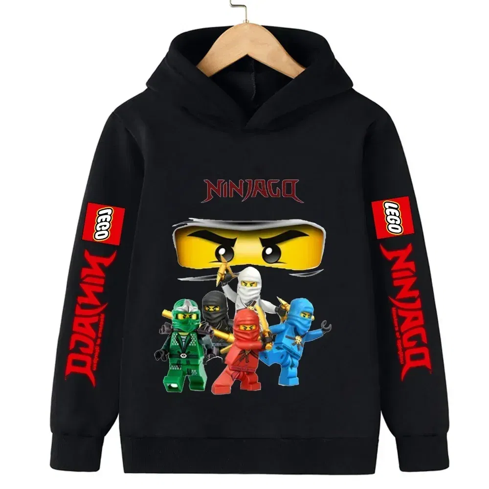 Color: green, Kid Size: 24M - Lego Phantom Ninja Cartoon Children's Hooded Hoodies Casual Sports Sweatshirt 3-13 Year Old Boy Kid Baby Girls Clothes Pullover